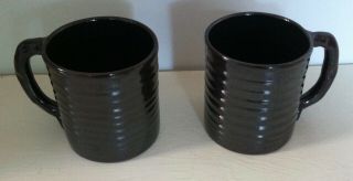 Rowantree Pottery 2 Metallic Brown/black Coffee Mugs Hand Thrown Blue Hill Maine