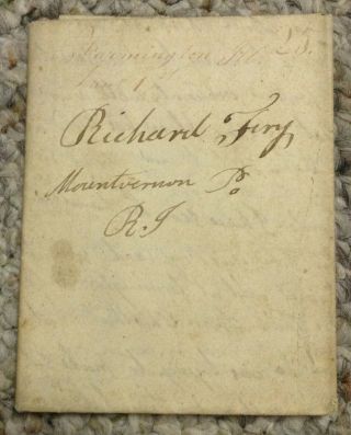 1838 Stampless Letter Farmington Illinois Amherst Fry To Rhode Island