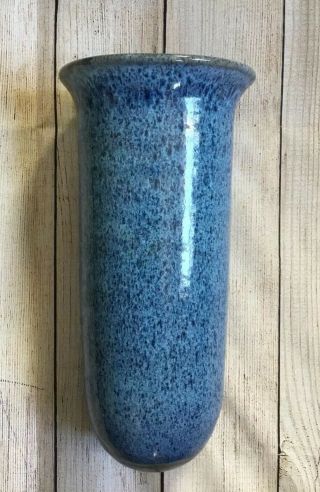 Vintage Bristol Ny Wizard Of Clay Blue Pottery Wall Vase Pocket Utensil Holder