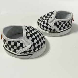 Cute Build A Bear Bab Black White Checkered Sneakers Shoes Slip On Athletic