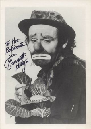 Emmett Kelly Jr.  - Weary Willie,  Circus Clown Signed 5x7 Silver Print Photograph