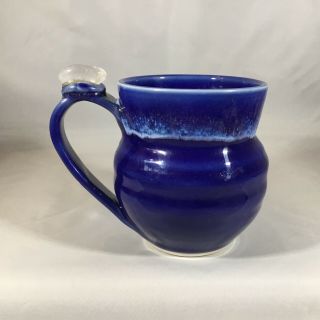 Healing Touch Pottery 2 Tone Blue Mug With Clear Stone In Handle Hampshire