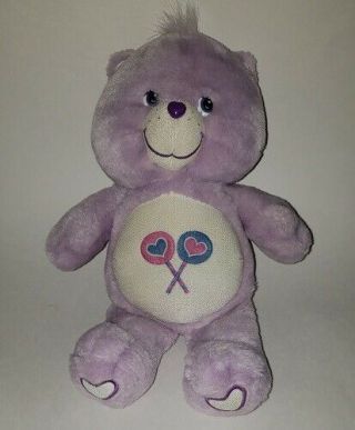 Plush Purple Share Lollipops 14 " Care Bear Glow In The Dark 2003 Play Along
