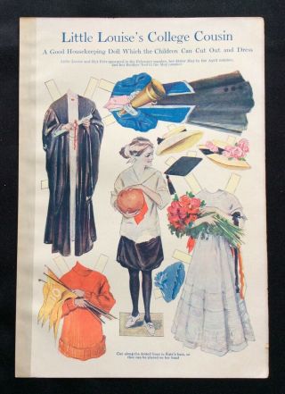 Little Louise Paper Doll,  Good Housekeeping Mag,  Sept.  1909,  Her College Cousin