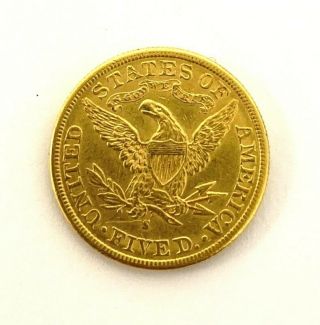 1898 GOLD LIBERTY HALF EAGLE AU DETAILS $5 DOLLAR U.  S.  GOLD COIN 2