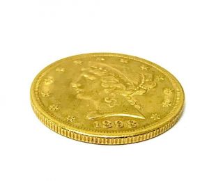 1898 GOLD LIBERTY HALF EAGLE AU DETAILS $5 DOLLAR U.  S.  GOLD COIN 3