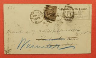 Dr Who 1885 Dept Of Interior Official Washington Dc To Germany Forwarded 174264