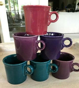 Set Of 6 Fiestaware Fiesta Coffee Mugs Cups O Ring Handles Hlc Usa Multicolors