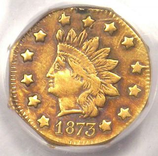 1873 Indian California Gold Dollar Coin G$1 Bg - 1123 - Pcgs - Xf / Au