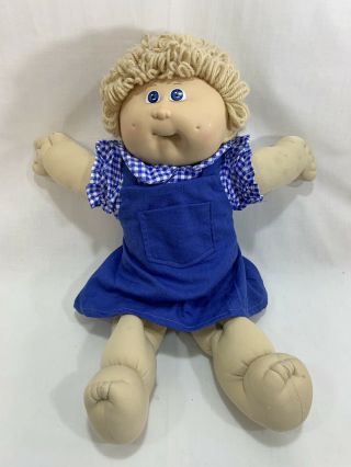Vtg Coleco 1985 Cabbage Patch Kids Doll Tan Hair W/outfit Blue Dress 9 Hm