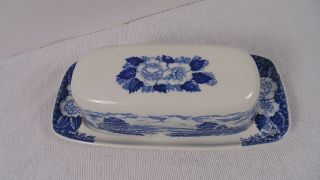 ROYAL WARWICK LOCHS OF SCOTLAND BLUE COVERED BUTTER DISH 2