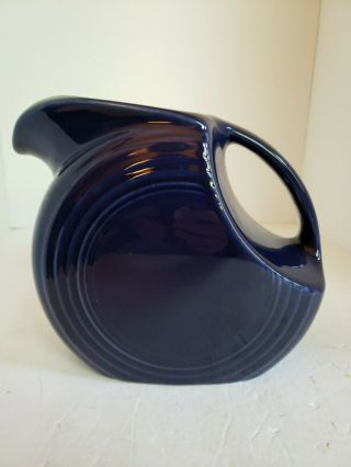 Vintage Fiesta Large Fiestaware Pottery Water Pitcher Cobalt Blue Glaze 7 - 1/4 "