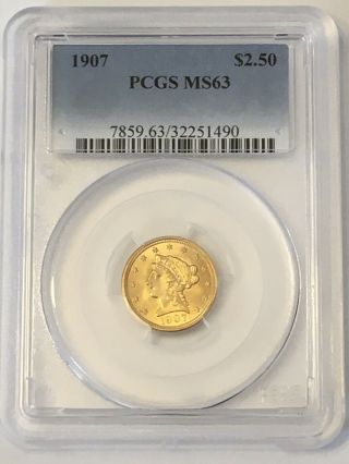 1907 $2.  50 Quarter Eagle Coronet/liberty Head Gold Coin Pcgs Ms63 Pre - 1933 Gold