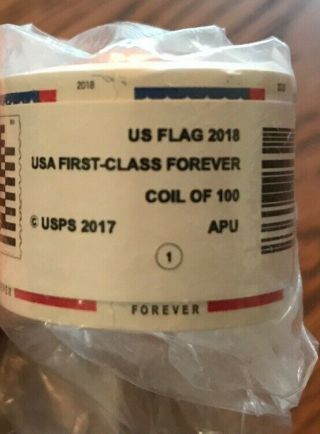 Usps Us Flag 2017 Or 2018 Forever Stamps - Roll Of 100