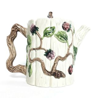 Oci Fitz & Floyd Woodland Wild Raspberry Ceramic Tea Pot Pitcher W Lid Majolica