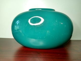 Vintage Haeger Large Oblong Rounded Oval Glazed Ceramic Green Vase / Planter 3