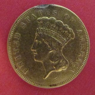 1857 Princess Head Three Dollar ($3.  00) 0.  9000 Fine Gold Coin