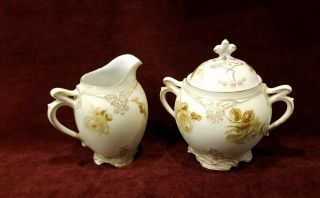 Ohme Silesia Old Ivory Clairon Cream And Sugar Set Germany