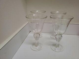 Artland Clear Iris Set Of 4 Water Wine Goblets Bubble Nwt