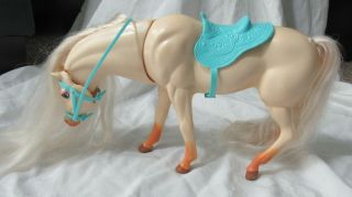 Barbie Horse Nibbles Long Mane & Tail Magnetic Mouth Aqua Saddle Reins Bridle