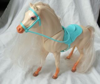 Barbie Horse Nibbles Long Mane & Tail Magnetic Mouth Aqua Saddle Reins Bridle 2