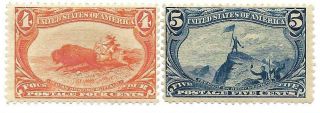 U.  S.  Trans Mississippi Exposition 4 & 5 Cent Stamps,  287 & 288