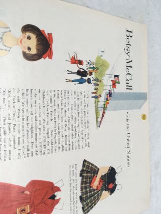 1959 VINTAGE BETSY MCCALL VISITS THE UNITED NATIONS PAPER DOLLS UNCUT 3