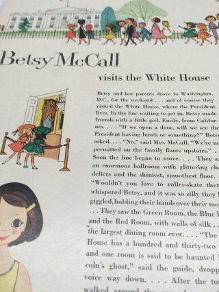 1959 VINTAGE BETSY MCCALL VISITS THE WHITE HOUSE PAPER DOLLS UNCUT 2