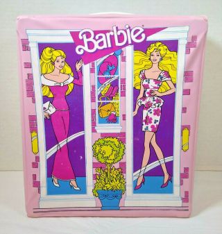 Vintage Mattel Barbie Vinyl Fold Out Carrying Case Pink 1988 (2070 - 9991)