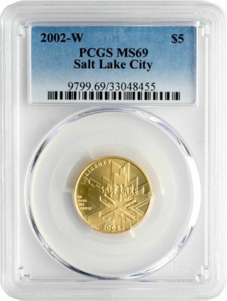 2002 - W $5 Olympic Salt Lake City Gold Commemorative Coin Pcgs Ms69