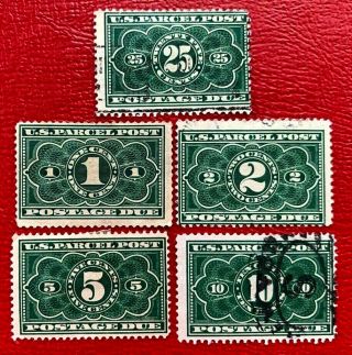 1913 Us Parcel Post Postage Due Stamps Sc Jq1 - Jq5 Complete Set Cv:$133
