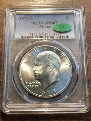 1971 S $1 Silver Ike Eisenhower Dollar Pcgs Ms67 Cac Approved Very Rare