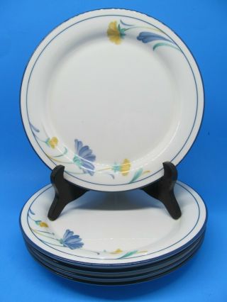 Lenox Chinastone Buttercups On Blue Salad Plates 8 1/4 " Set 5