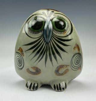 Ken Edwards Mexican Studio Hand Painted Folk Art Pottery Owl Bird Figurine 007