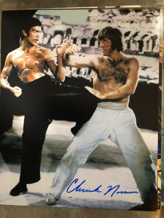 Chuck Norris Signed Photo With Bruce Lee 8 X 10