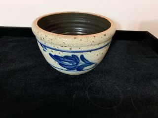 Rowe Pottery Salt Glaze Bowl (6 X 4.  5) Cobalt Blue 1988 Cambridge Wi