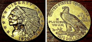 1926 Quarter Eagle,  $2.  5 Gold Indian,  Jewelry Grade