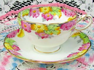 Star Paragon Chrysanthemum Pink Yellow Floral Tea Cup And Saucer