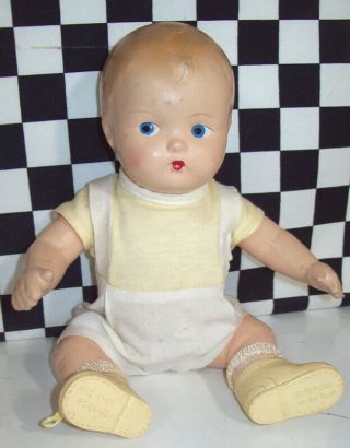 10 " Antique Unmarked All Composition Boy Doll Jointed Arms&legs