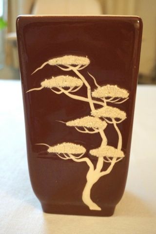 Weil Ware California Pottery Coraline Ming Tree Studio Vase,  Hand Marked 1938