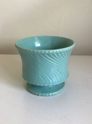 Mccoy Pottery Aqua Turquoise Swirl Hobnail Pedestal Planter Or Jardiniere