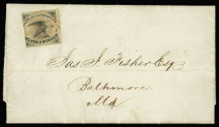 American Letter Mail 5c 5l1 On 1844 Philadelphia Letter To Baltimore,  Cat $450