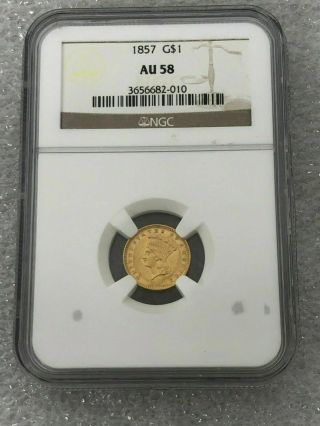 1857 $1 Au58 Indian Princess Head Gold Dollar Ngc