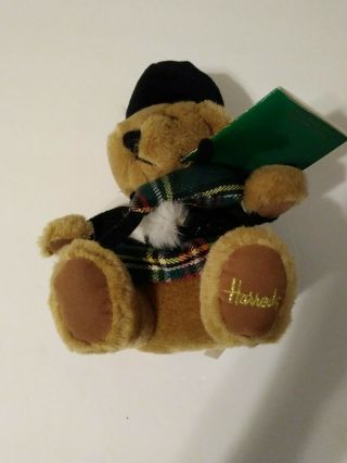 Harrods Of London Teddy Bear Piper Scottish Bagpipes Tartan