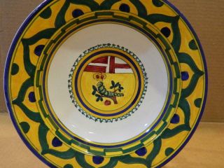 Palio Di Siena Ceramic 9 " Tile Soup Bowl " Bruco " - Caterpillar Italy Vintage
