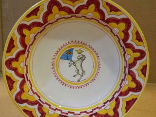 Palio Di Siena Ceramic 9 " Tile Soup Bowl " Montone " - Ram Italy Vintage