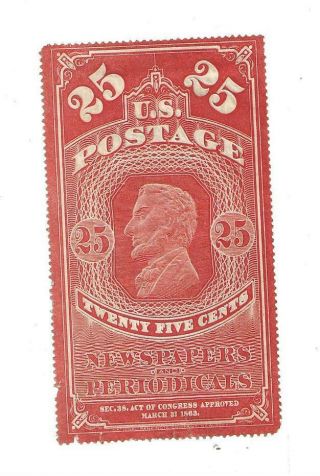 U S Stamps Scott Pr3 Twenty Five Cent Newspaper Stamp Cv 400.  00