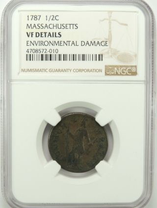 1787 Massachusetts Colonial Copper Half Cent (1/2) - Ngc Vf Details 4708572 - 010