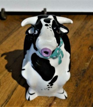 Signed Hatton Art Pottery " Whimsical Cow " Creamer - 1993 Tom Hatton