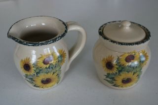 Home & Garden Party 1999 Sunflower Creamer and Sugar Bowl With Lid 2